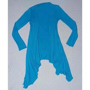 Venus Open Front Long Slinky Cardigan Womens Size One Size Bright Blue...